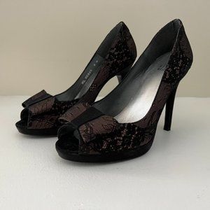 Stuart Weitzamn lace open toe platforms